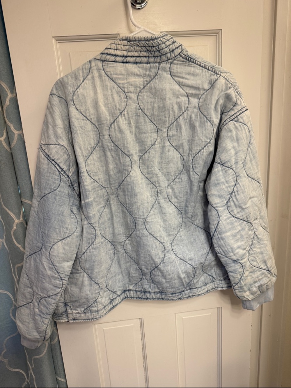 Kensie Pale Blue Quilted Bomber Jacket - Picture 3 of 4